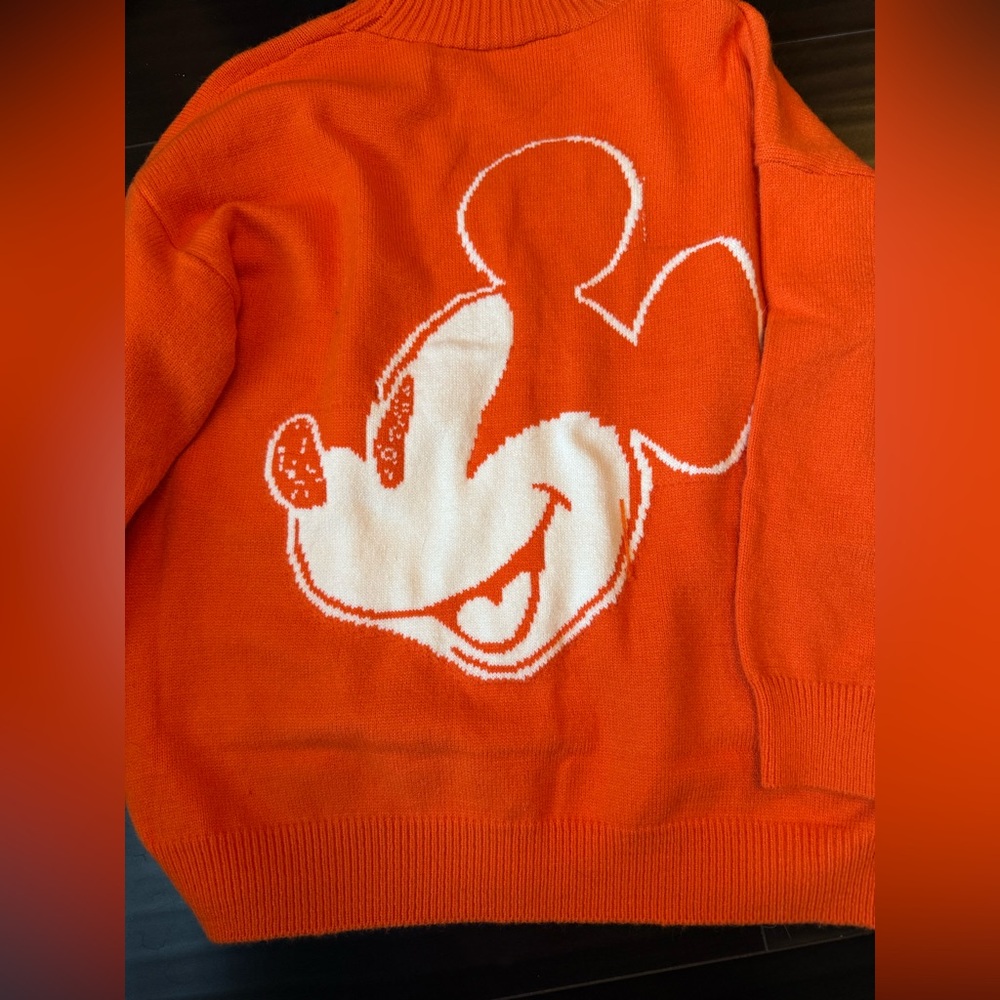 Kitchy Orange Cardigan with Mickey Mouse Design - Picture 3 of 3